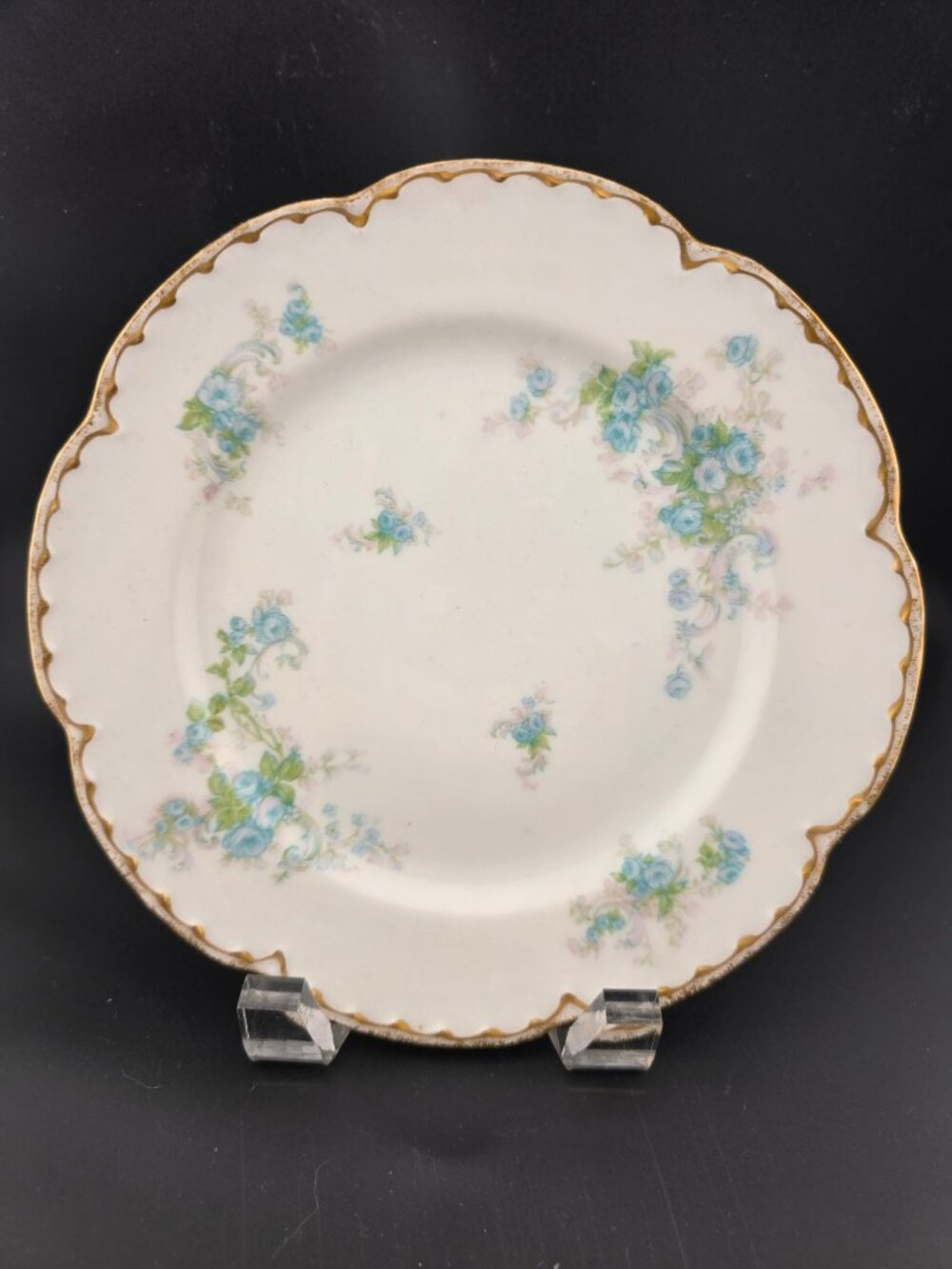 Haviland Limoges France Blue Floral Porcelain Plates With Gold Trim - Set Of 2 - Picture 11 of 16